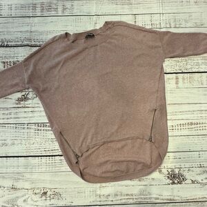 Express Women's Mauve Crewneck Sweater with Zipper Accents